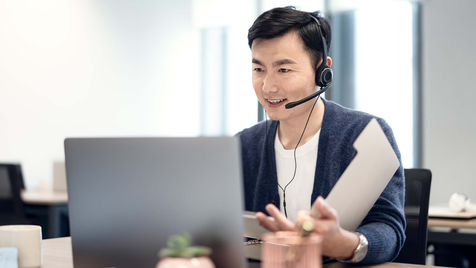 Customer reviewing accounts online